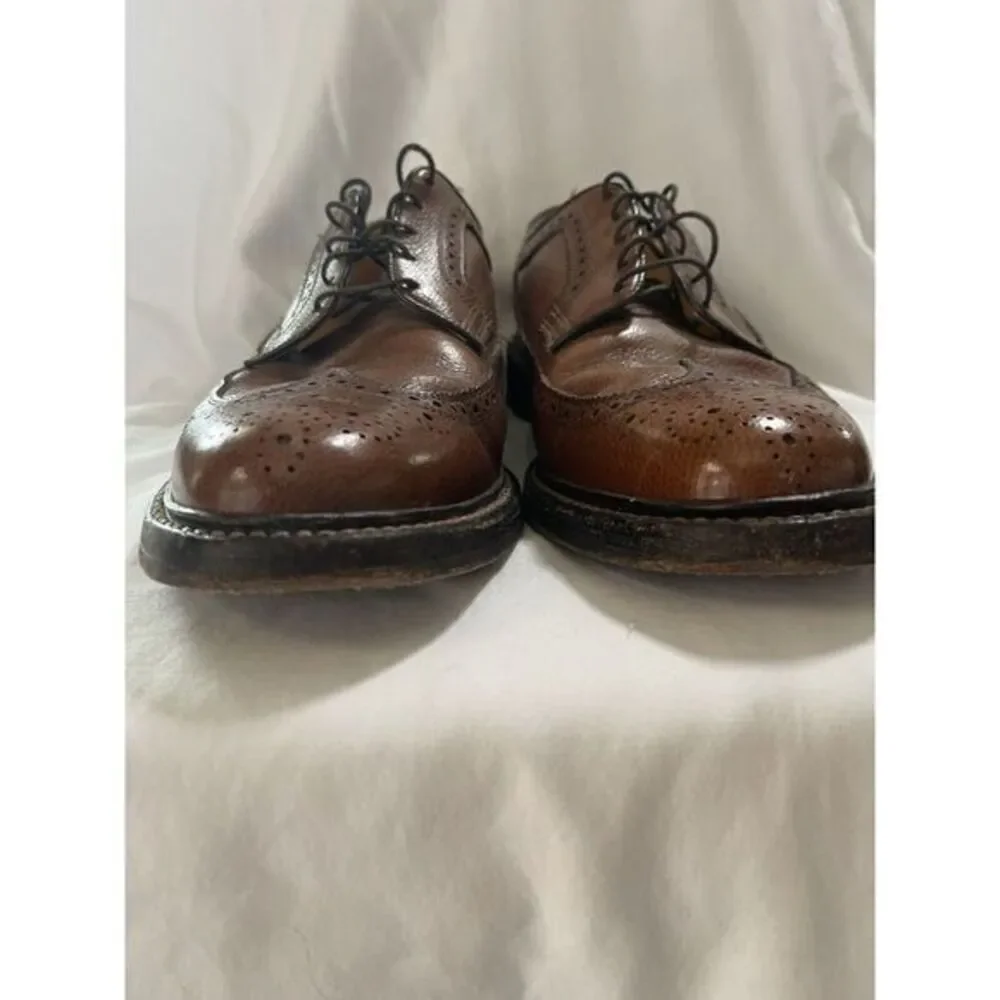 Vintage FLORSHEIM Longwing Shoes‎ 8.5 Whiskey Brown KENMOOR Wingtips Made USA